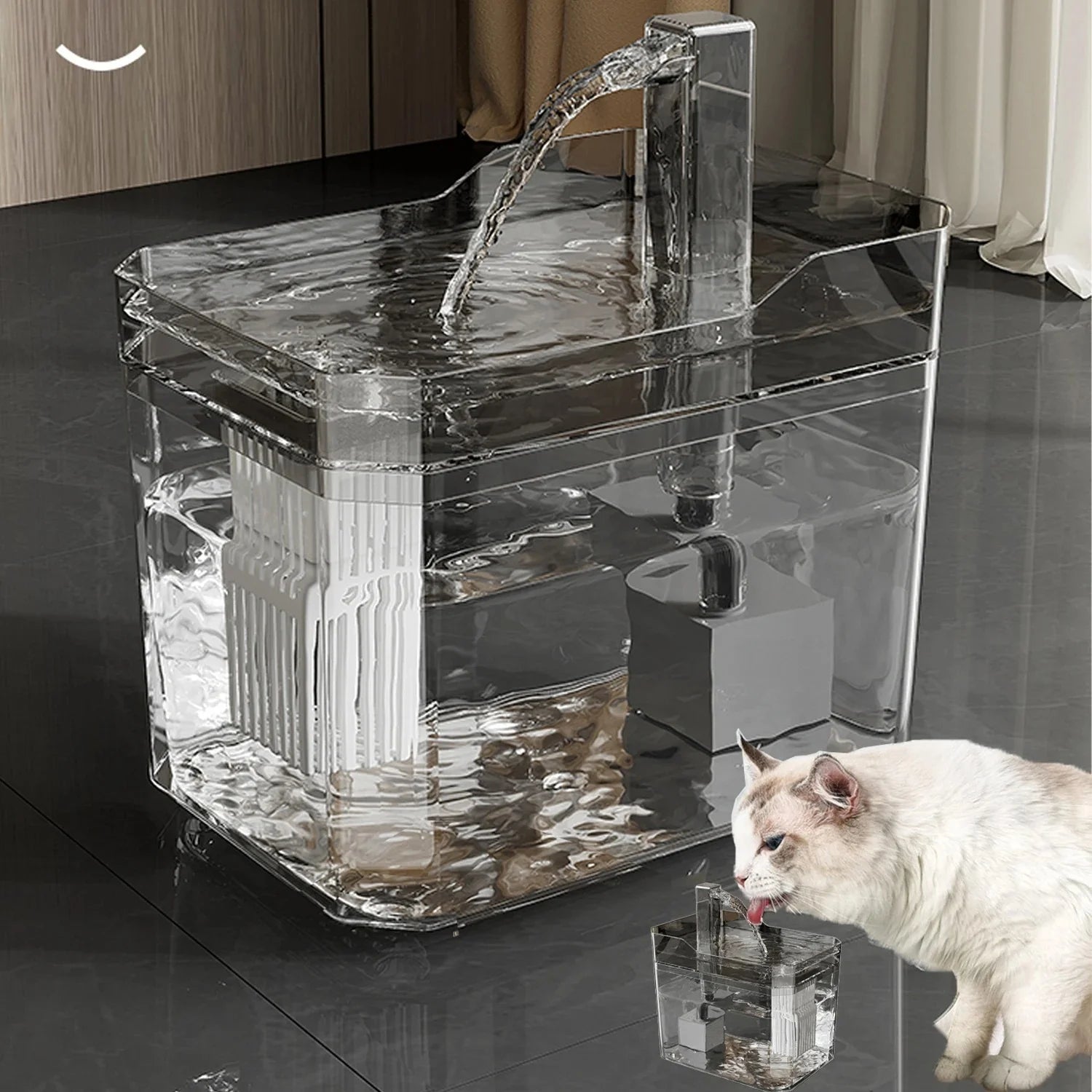 1.5L Cat Water Dispenser with Pump Filtered Water Mute Water Shortage Auto Power off Automatic Circulating Flow Drinker