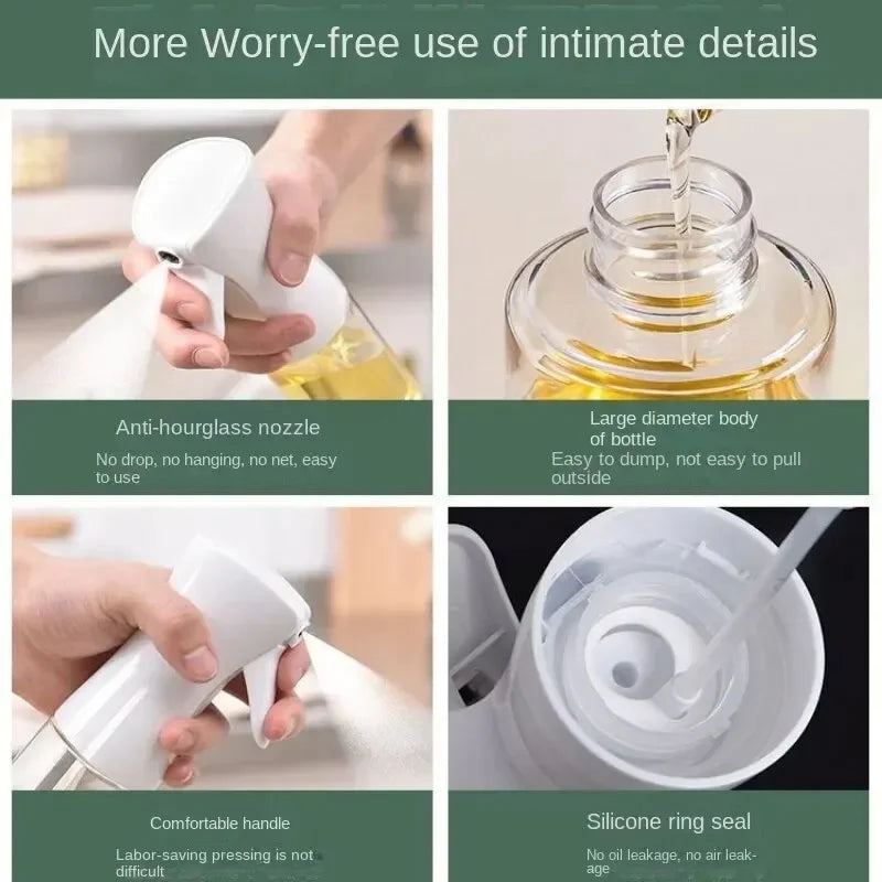 1Pc 200/300/500ML Oil Spray Pot Kitchen Household Edible Olive Oil Spray Bottle Atomized Misty Oil Tank Air Fryer Spray Bottle